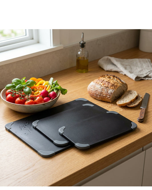 Casamy Non Slip Cutting Board Set Black 3 Piece