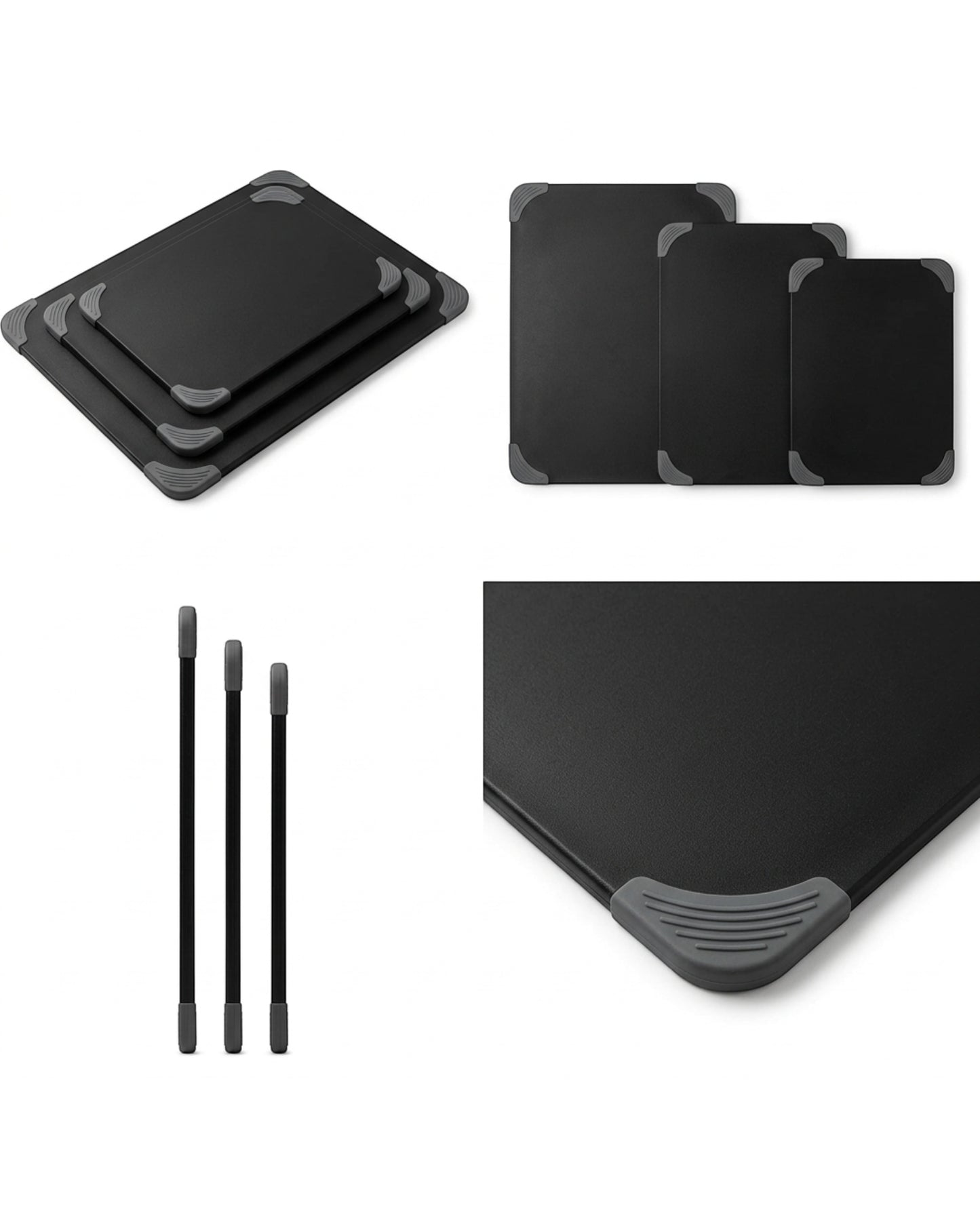 Casamy Non Slip Cutting Board Set Black 3 Piece