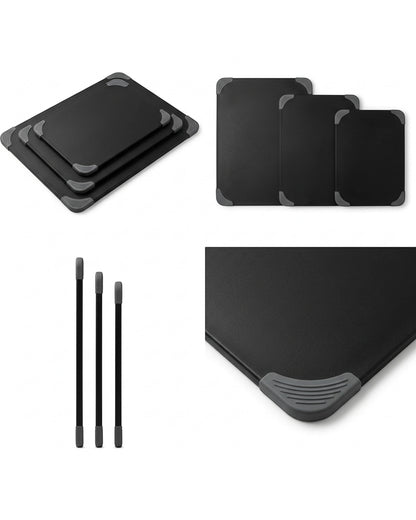 Casamy Non Slip Cutting Board Set Black 3 Piece